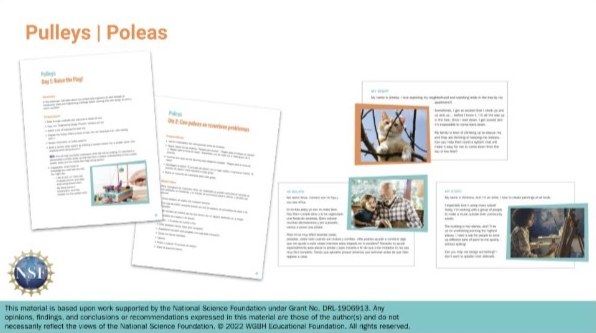 Pages from the Pulleys | Poleas module in English and Spanish